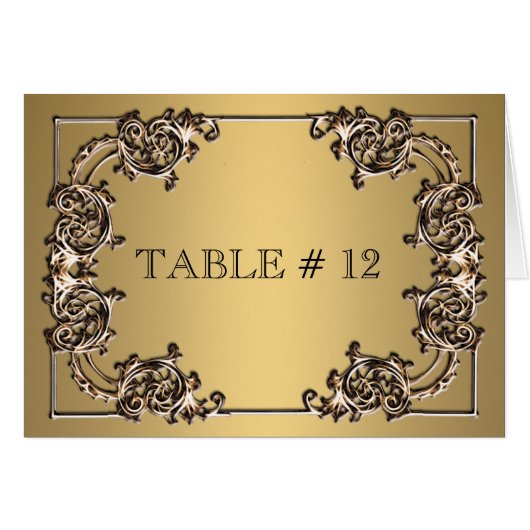 Messing goud  tafelnummer bruiloft diner (Voorkant Horizontaal)