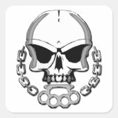Messing knokkels schedel vierkante sticker (Voorkant)