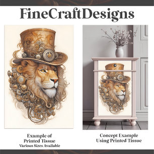 Messing & Koper Chic Steampunk Leeuw E1R Decoupage Tissuepapier