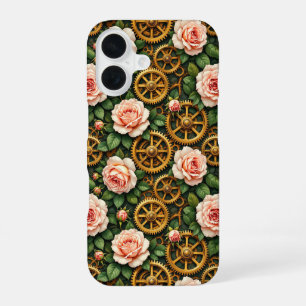 Messing Tandwielen en Rozen iPhone 16 Hoesje