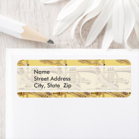 Messing trompet patroon etiket (Insitu)