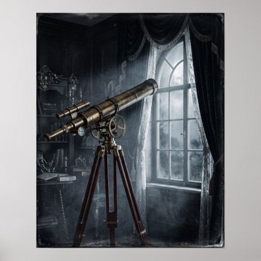 Messingtelescoop Statief Fluwelen Raam Poster (Voorkant)