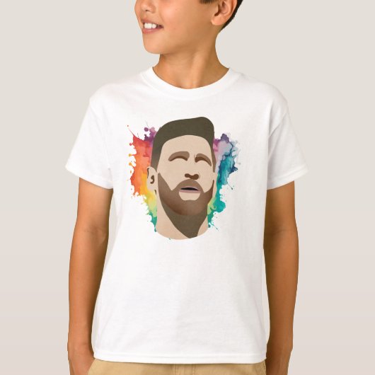 Messi's Rainbow Waterverf - T-shirt van Kinderen (Voorkant)