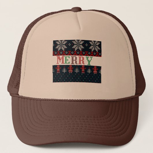 messt Merry Kerstmis Trucker Pet (Voorkant)