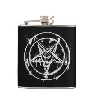 Messy Black Baphomet Flask Heupfles
