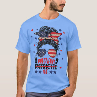 Messy Bun, 4 juli patriottisch avontuurlijk zwange T-shirt
