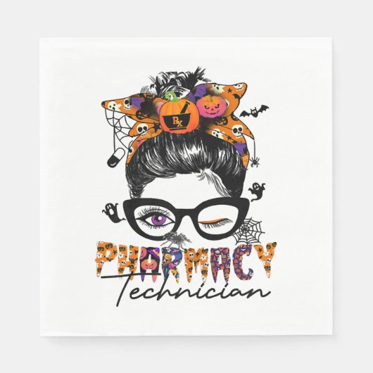 Messy Bun Apotheek Technicus Halloween Party Servet (Voorkant)