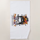 Messy Bun Apotheek Technicus Halloween Party Strandlaken (Voorkant)