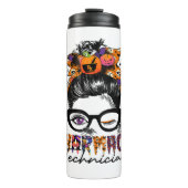 Messy Bun Apotheek Technicus Halloween Party Thermosbeker (Voorkant)