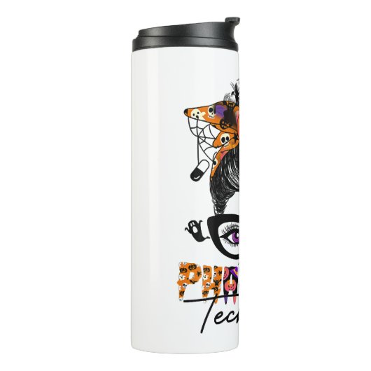 Messy Bun Apotheek Technicus Halloween Party Thermosbeker (Gedraaid links)