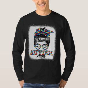 Messy Bun Autism tante Autism Month Cute Colorful T-shirt