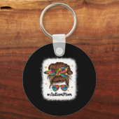 Messy Bun Autisme Moeder Autisme Awareness Accepta Sleutelhanger (Voorkant)