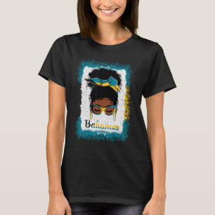 Messy Bun Bahamian Bahamas Vlag Vrouwenmeisje T-shirt