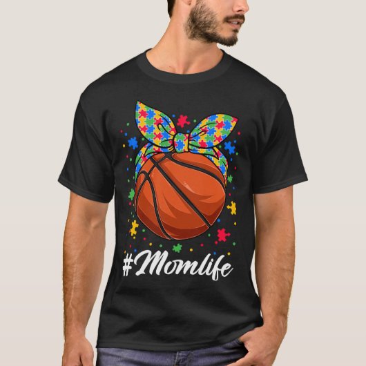Messy Bun Basketbal Puzzel Moeder Leven Autisme A T-shirt (Voorkant)