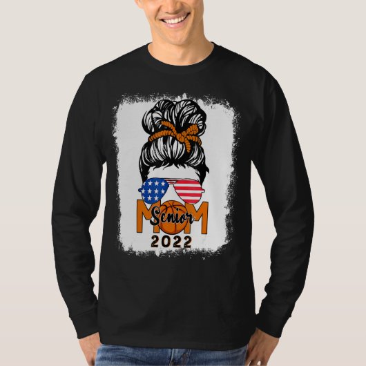 Messy Bun Basketball Senior Ma 2022 Bleekt T-shirt (Voorkant)