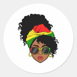 Messy Bun Black Geschiedenis Maand Shirten Afro-Am Ronde Sticker