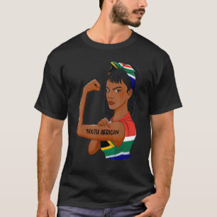 Messy Bun Black Girl South Africa Flag South Afric T-shirt