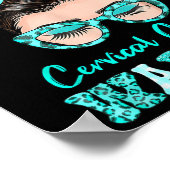 Messy Bun Blauwgroen Lint Cervicale Kankerstrijder Poster (Hoek)