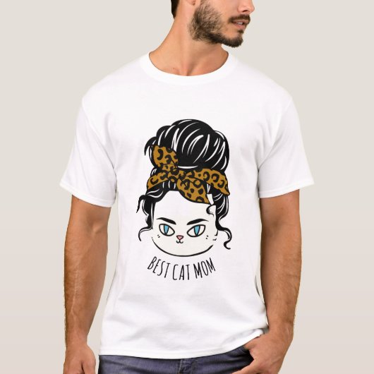 Messy Bun CAT MOM T-shirt (Voorkant)