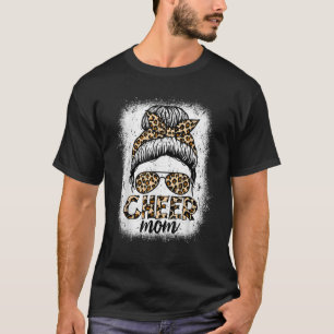 Messy Bun Cheer Ma Leopard Cheerleader Women Moth T-shirt