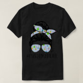 Messy Bun Custodian Life Hair Glasses Back to Scho T-shirt (Design voorkant)