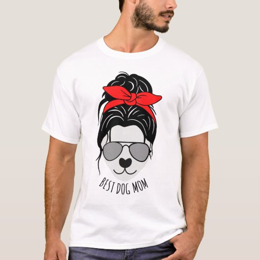 Messy Bun DOG MOM T-Shirt (Voorkant)
