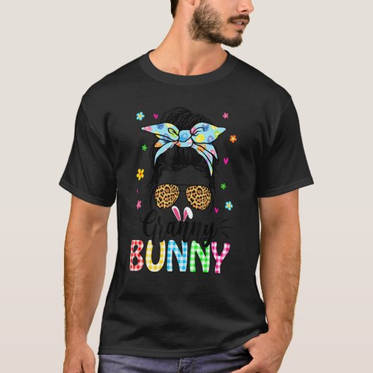 Messy Bun Easter Eggs Bandana Bunny Granny Women G T-shirt (Voorkant)