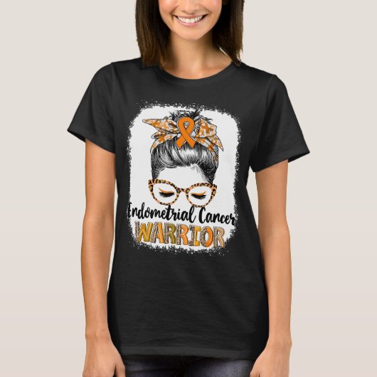 Messy Bun Endometriumkanker Warrior T-shirt (Voorkant)