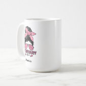 Messy Bun Februari Meisje Leopard Plaid Roze Harte Koffiemok (Voorkant links)