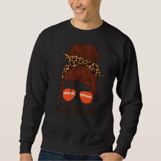 Messy Bun Football Mam Life met Leopard Player Sk Trui