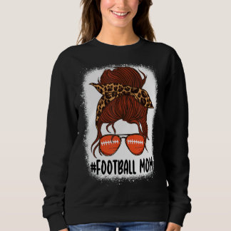 Messy Bun Football Mam Life with Leopard Bleaching Trui