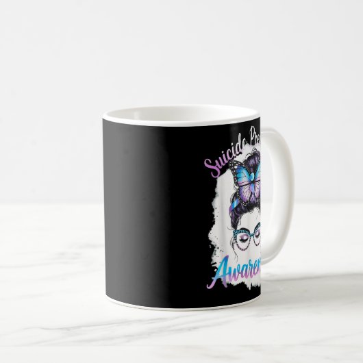 Messy Bun Girl Suicide Prevention Mental Health Gr Koffiemok (Voorkant rechts)