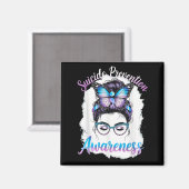 Messy Bun Girl Suicide Prevention Mental Health Gr Magneet (Voorkant / Achterkant)