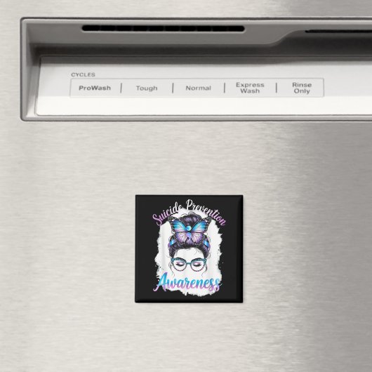 Messy Bun Girl Suicide Prevention Mental Health Gr Magneet (Insitu (Vaatwasser))