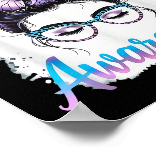 Messy Bun Girl Suicide Prevention Mental Health Gr Poster (Hoek)