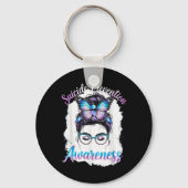 Messy Bun Girl Suicide Prevention Mental Health Gr Sleutelhanger (Voorkant)