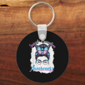 Messy Bun Girl Suicide Prevention Mental Health Gr Sleutelhanger (Voorkant)