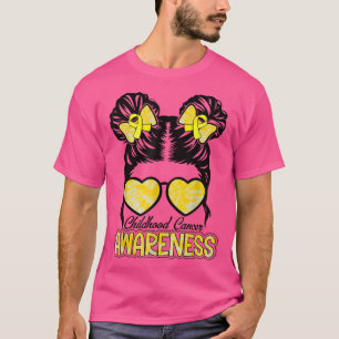 Messy Bun Girls Tie Dye Cute Childhood Cancer Awar T-shirt