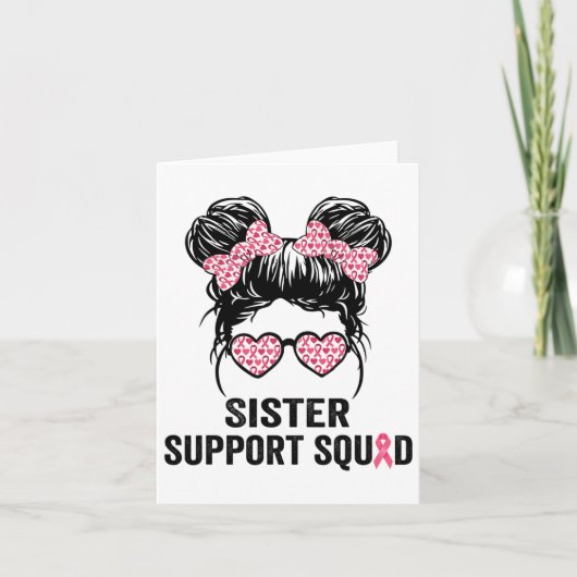 Messy Bun Gl Sister Support Squad Borstkanker Aw Kaart (Voorkant)
