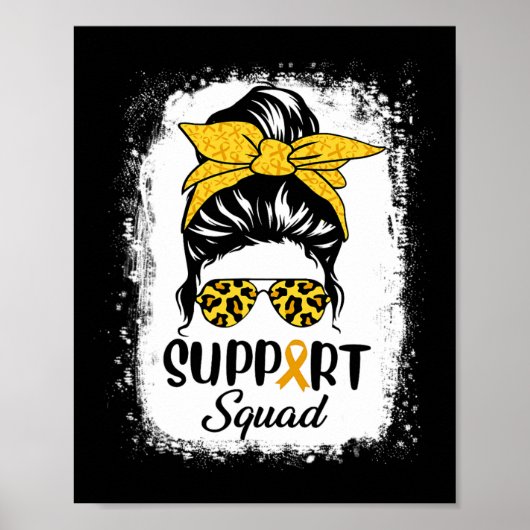 Messy Bun Gles Support Squad Kinderkanker Bewustzi Poster (Voorkant)