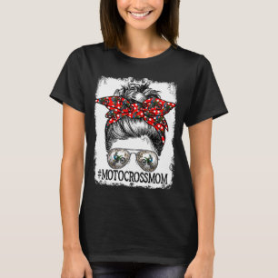 Messy Bun Haar Motorcross Mam Speler Leuke Moeders T-shirt