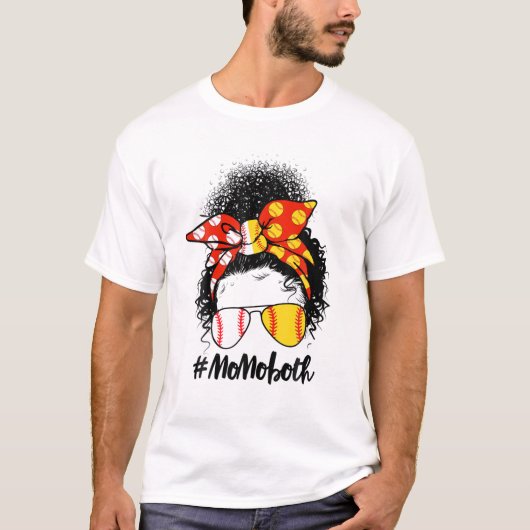 Messy Bun Hair African Afro Ma van Softball B T-shirt (Voorkant)