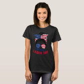 Messy Bun Hair American Flag Happy Labor Day Patri T-shirt (Voorkant volledig)