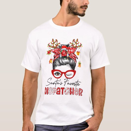 Messy Bun Hair-Cool Header Phone-Santa's Favorite T-shirt (Voorkant)