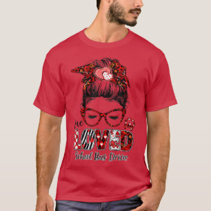 Messy Bun Hair One loved School Bus Driver Valenti T-shirt