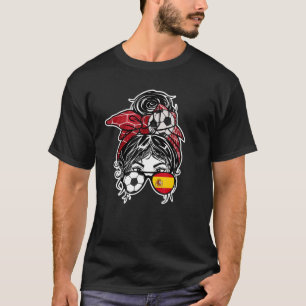 Messy Bun Hair Spain Soccer Girl Spain Jersey Sp T-shirt