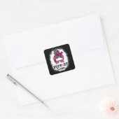 Messy Bun Hair Support Team Breast Cancer Awarenes Vierkante Sticker (Envelop)
