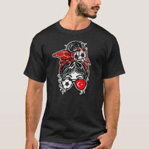 Messy Bun Hair Turkey Soccer Girl Turkey Jersey S T-shirt