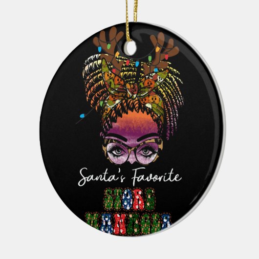 Messy Bun Hair Vrouwen Kerstmis Santas Favoriete S Keramisch Ornament (Links)