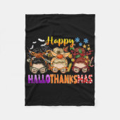 Messy Bun Halloween To Christmas Women Happy Hallo Fleece Deken (Voorkant)